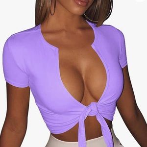 Tie Up Purple Crop Top